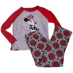 DISNEY Minnie Mouse Pajama Set Loungewear Fleece Bottoms Women’s size L